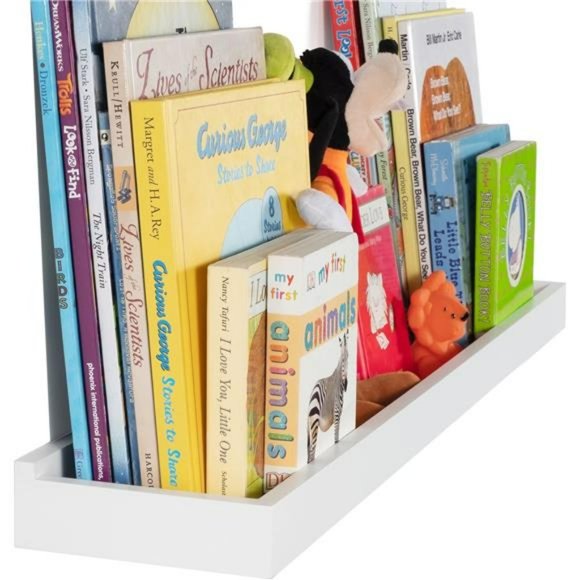 Philly Nursery Bookshelf - Book Shelves for Kids Room - 31 Inch White Set of 2 - Picture 3 of 6